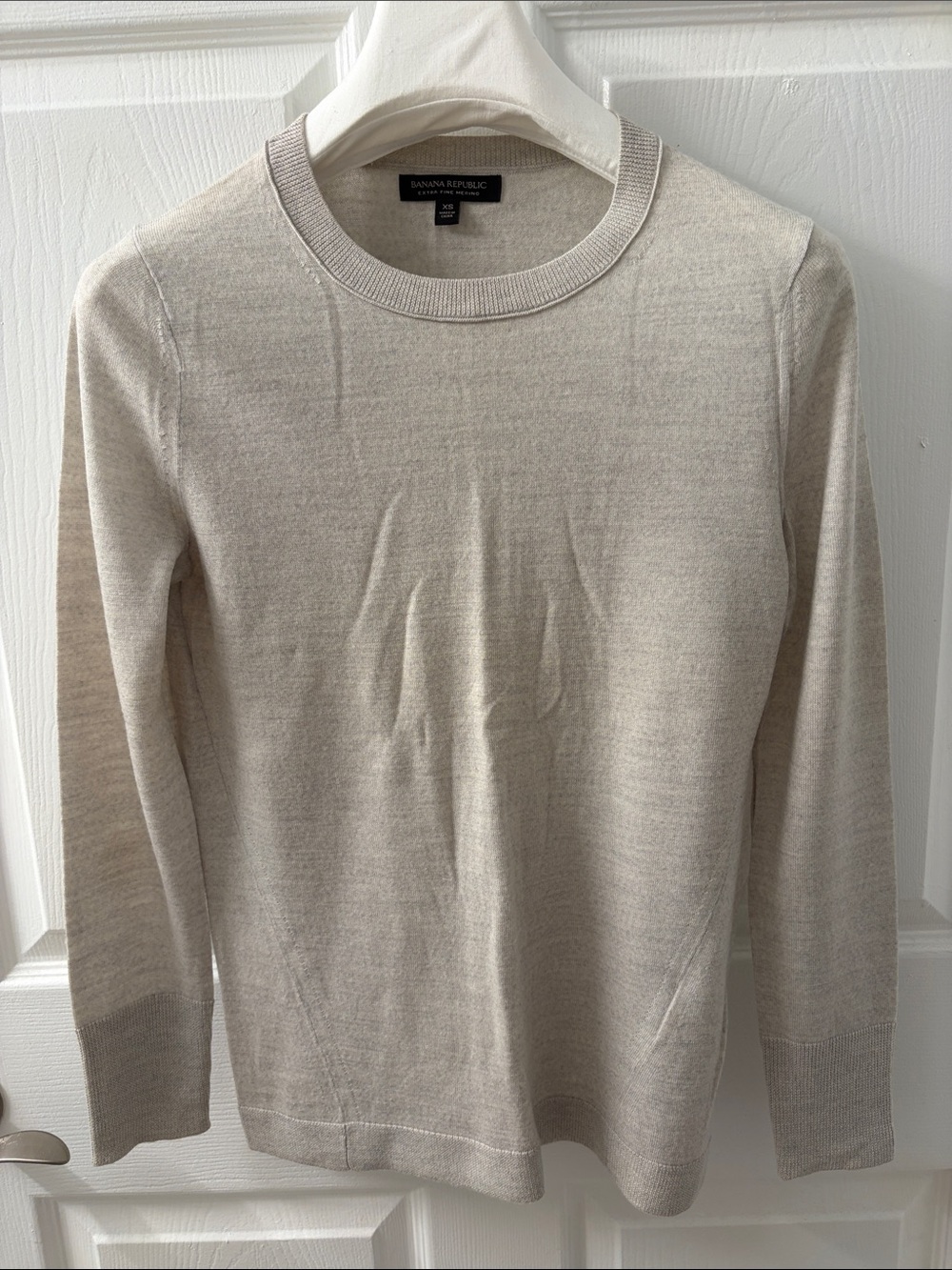 Banana Republic Extra Fine Merino Wool Neutral Crewneck Sweater XS